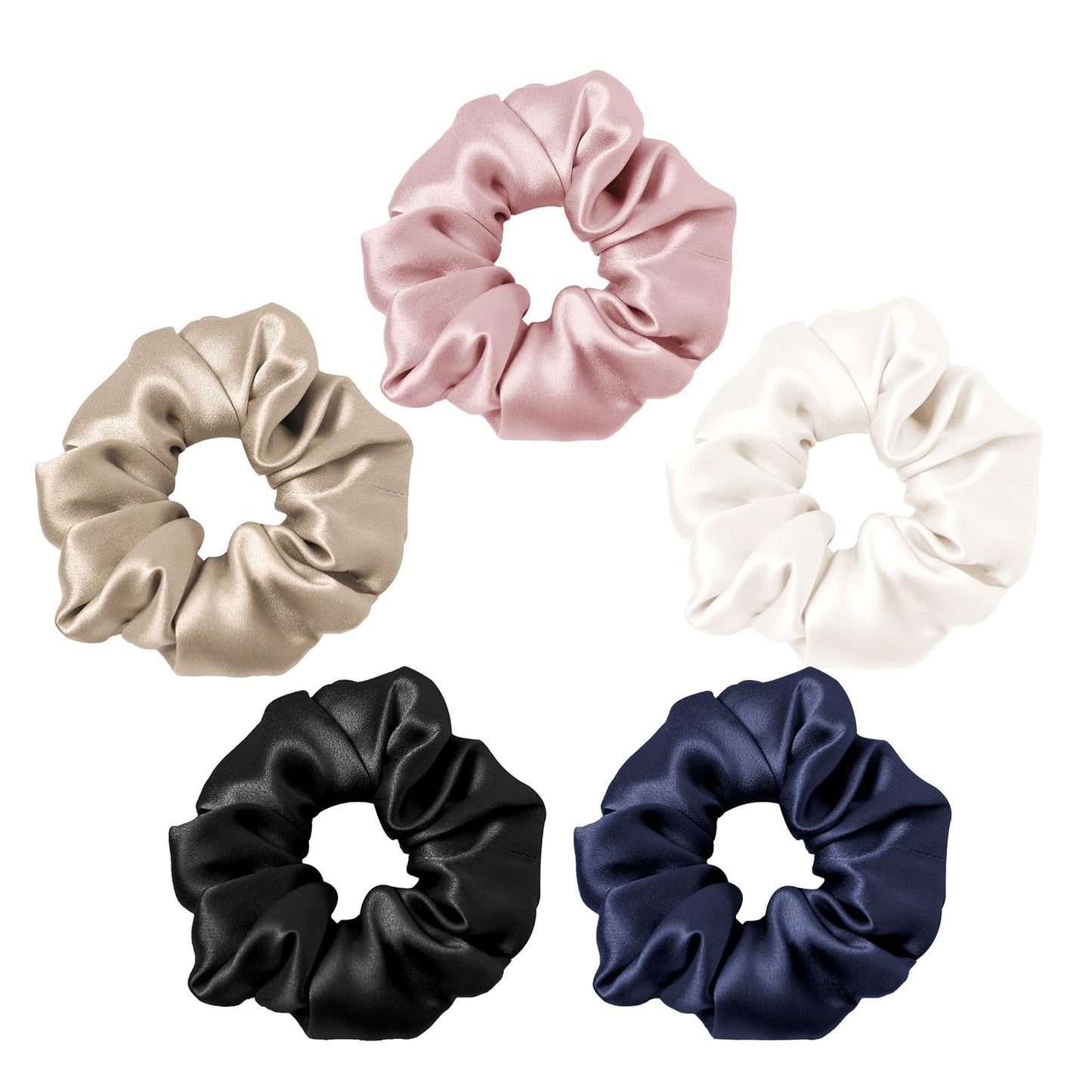 Hair Scrunchies for Frizz&Breakage Prevention, 100% Mulberry Silk Hair Ties No Damage, Elastic Silk ponytail Holders