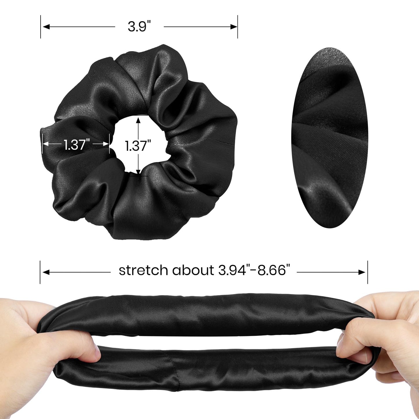 Hair Scrunchies for Frizz&Breakage Prevention, 100% Mulberry Silk Hair Ties No Damage, Elastic Silk ponytail Holders