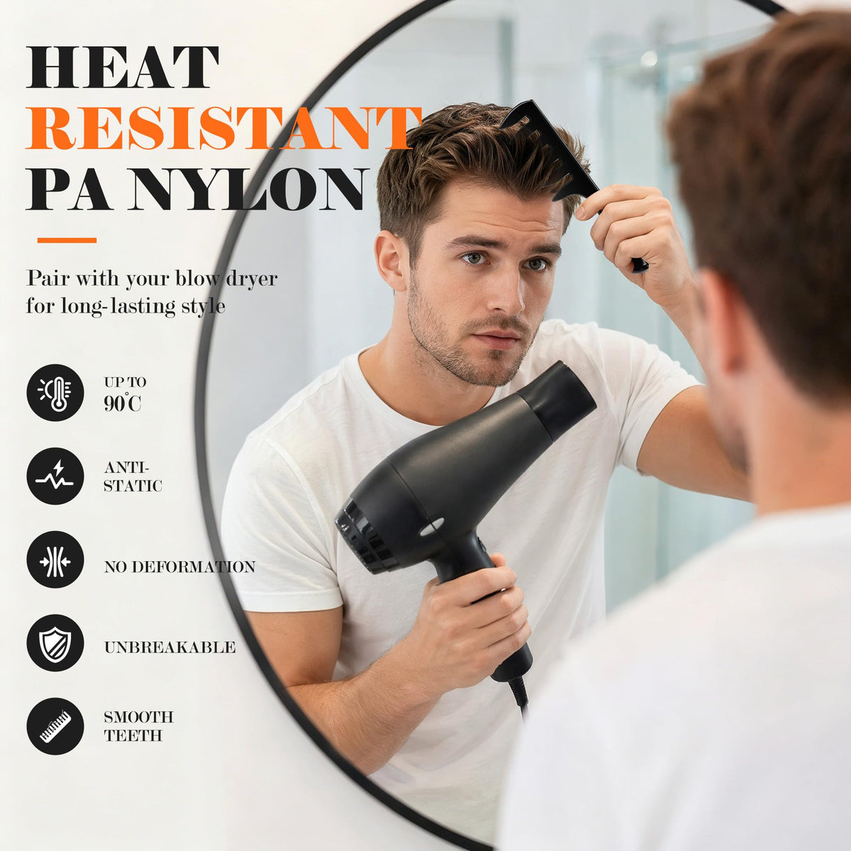 7-Piece Men's Hair Styling Comb Set for Volume & Texture