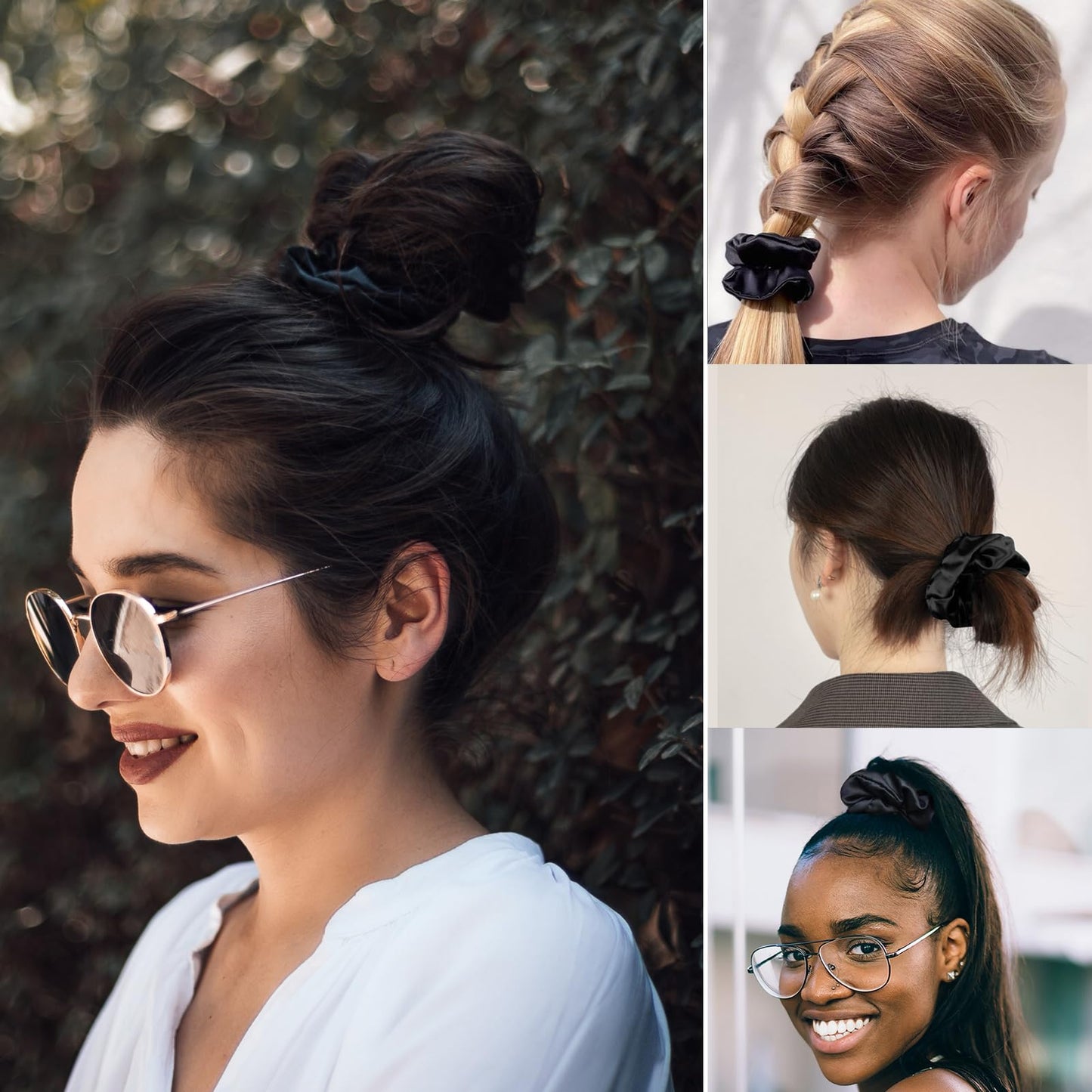Hair Scrunchies for Frizz&Breakage Prevention, 100% Mulberry Silk Hair Ties No Damage, Elastic Silk ponytail Holders
