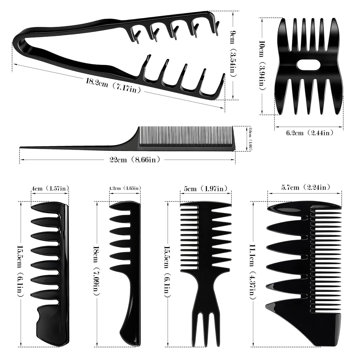 7-Piece Men's Hair Styling Comb Set for Volume & Texture